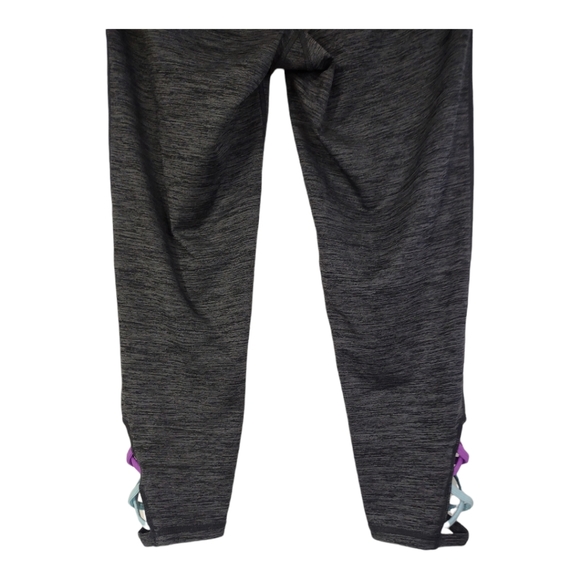 Gaiam Om Yoga Capri Leggings Gray Medium Auqa Purple Side Detail - Picture 10 of 10
